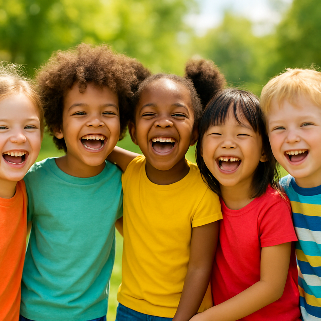 Happy children smiling together